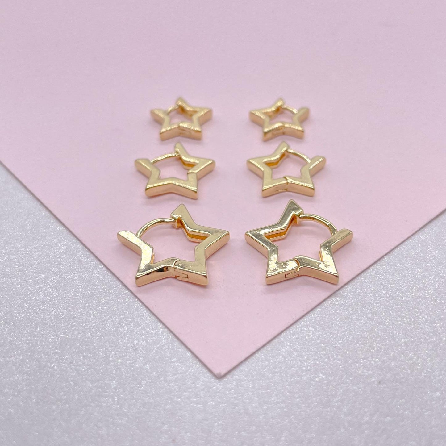 18k Gold Filled Set of 3 Star Stud Earrings