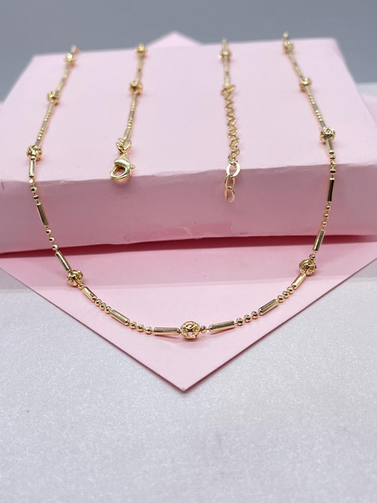 18k Gold Filled Dainty Satellite Dash-n-Dot Chain