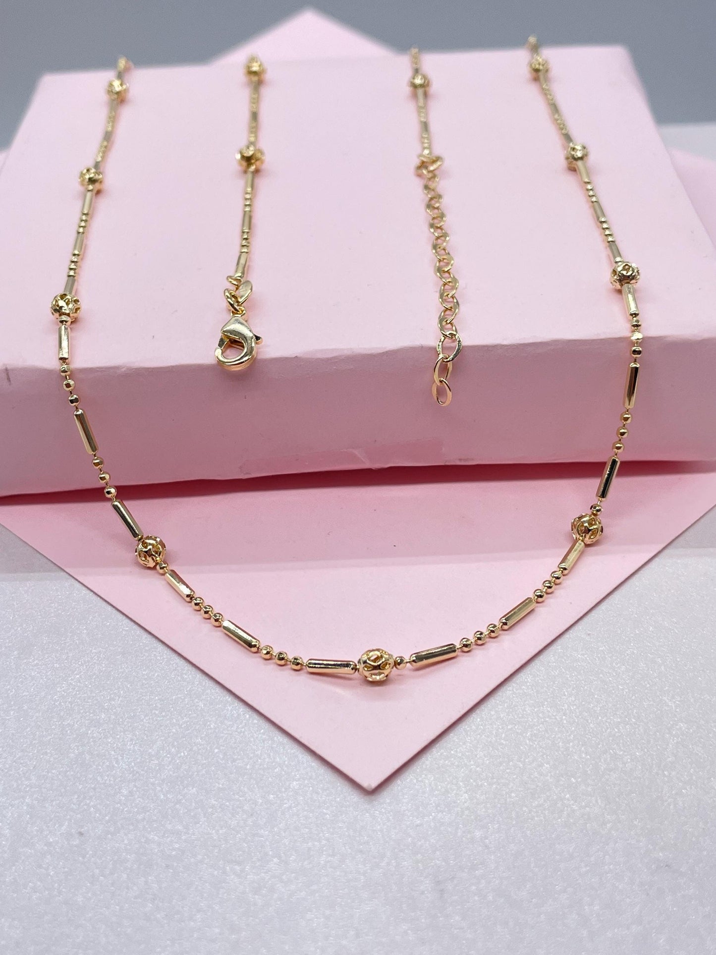 18k Gold Filled Dainty Satellite Dash-n-Dot Chain