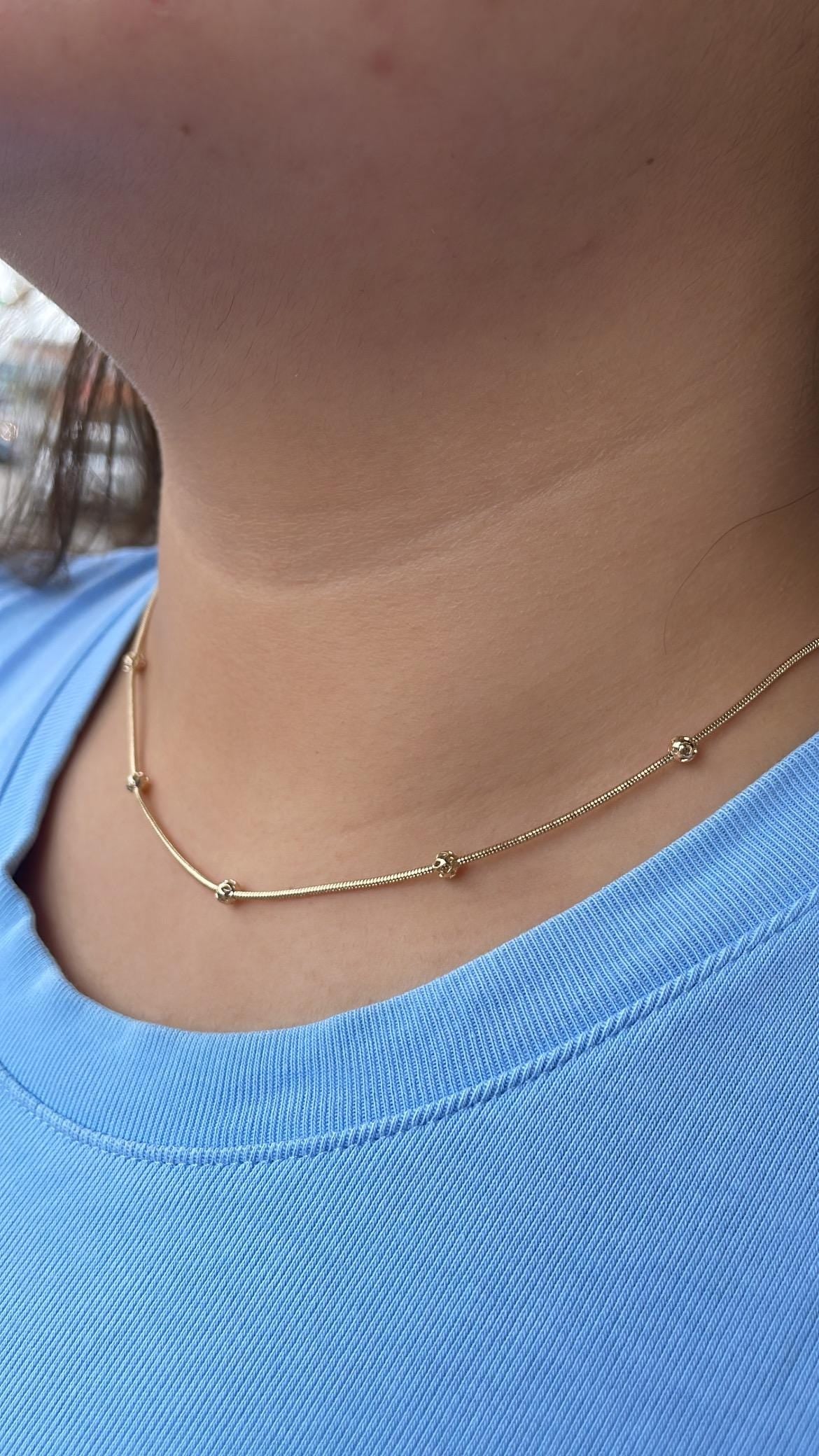 18k Gold Filled 1mm Satellite Snake Chain with Hollow Beads Attached