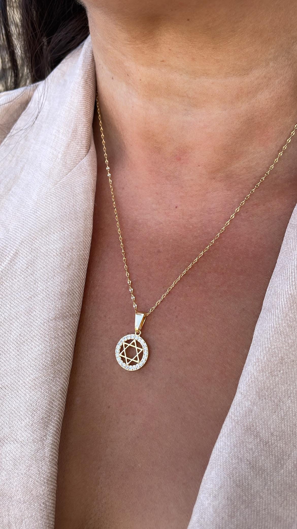 18k Gold Filled Star of David Pendant Crowned with CZ Stones