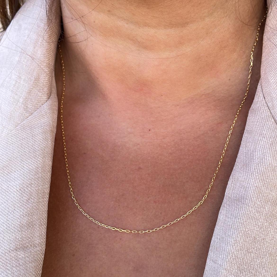18k Gold Filled Tiny Oval Curb/Paperclip Link Necklace