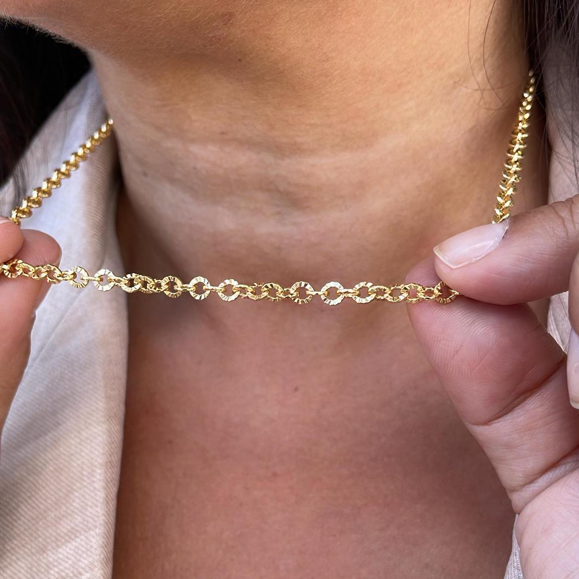 18k Gold Filled Venetian Oval Link 4mm, Specialty Chain Necklace, modern choker