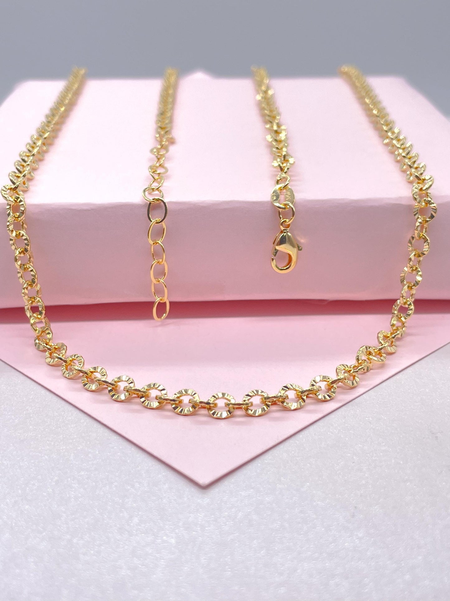 18k Gold Filled Venetian Oval Link 4mm, Specialty Chain Necklace, modern choker