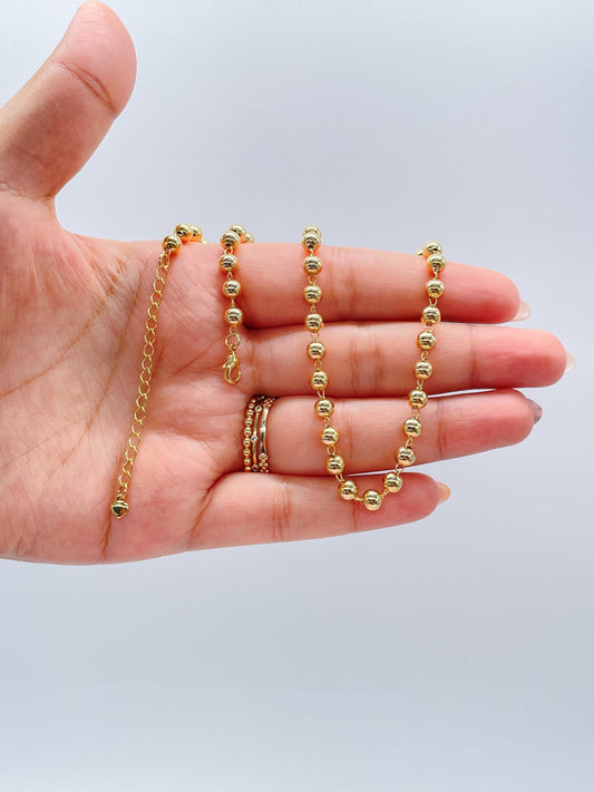 18k Gold Filled 5mm Gold Bead Chain Necklace Supplies Designers