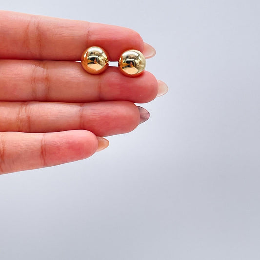 18k Gold Filled 12mm Half- Ball Stud Earring
