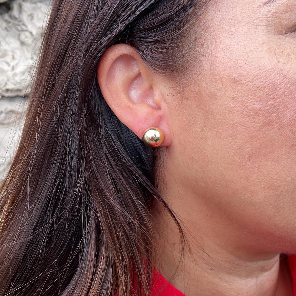 18k Gold Filled 12mm Half- Ball Stud Earring