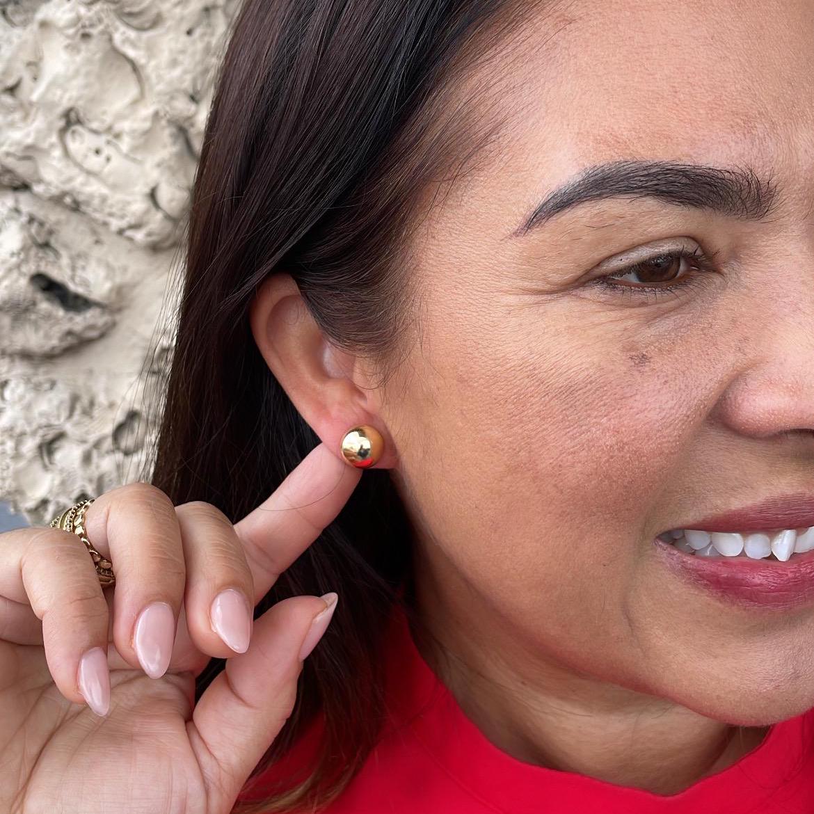 18k Gold Filled 12mm Half- Ball Stud Earring
