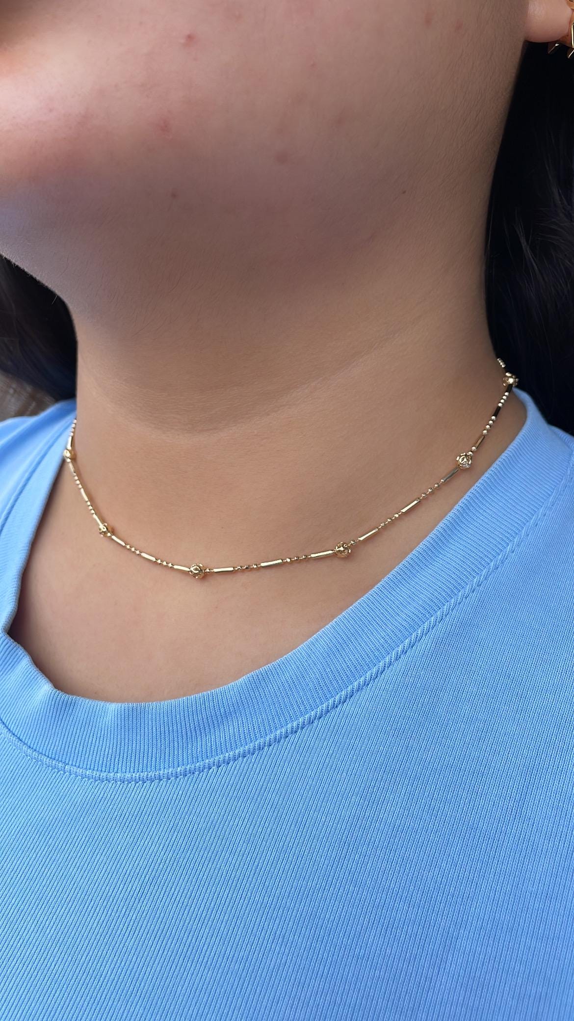 18k Gold Filled Dainty Satellite Dash-n-Dot Chain