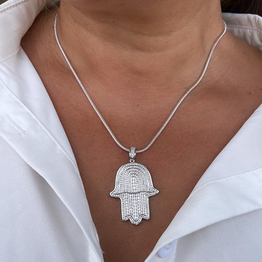 18k Gold Filled Micro Pavê Zirconia Hamsa Charm Pendant