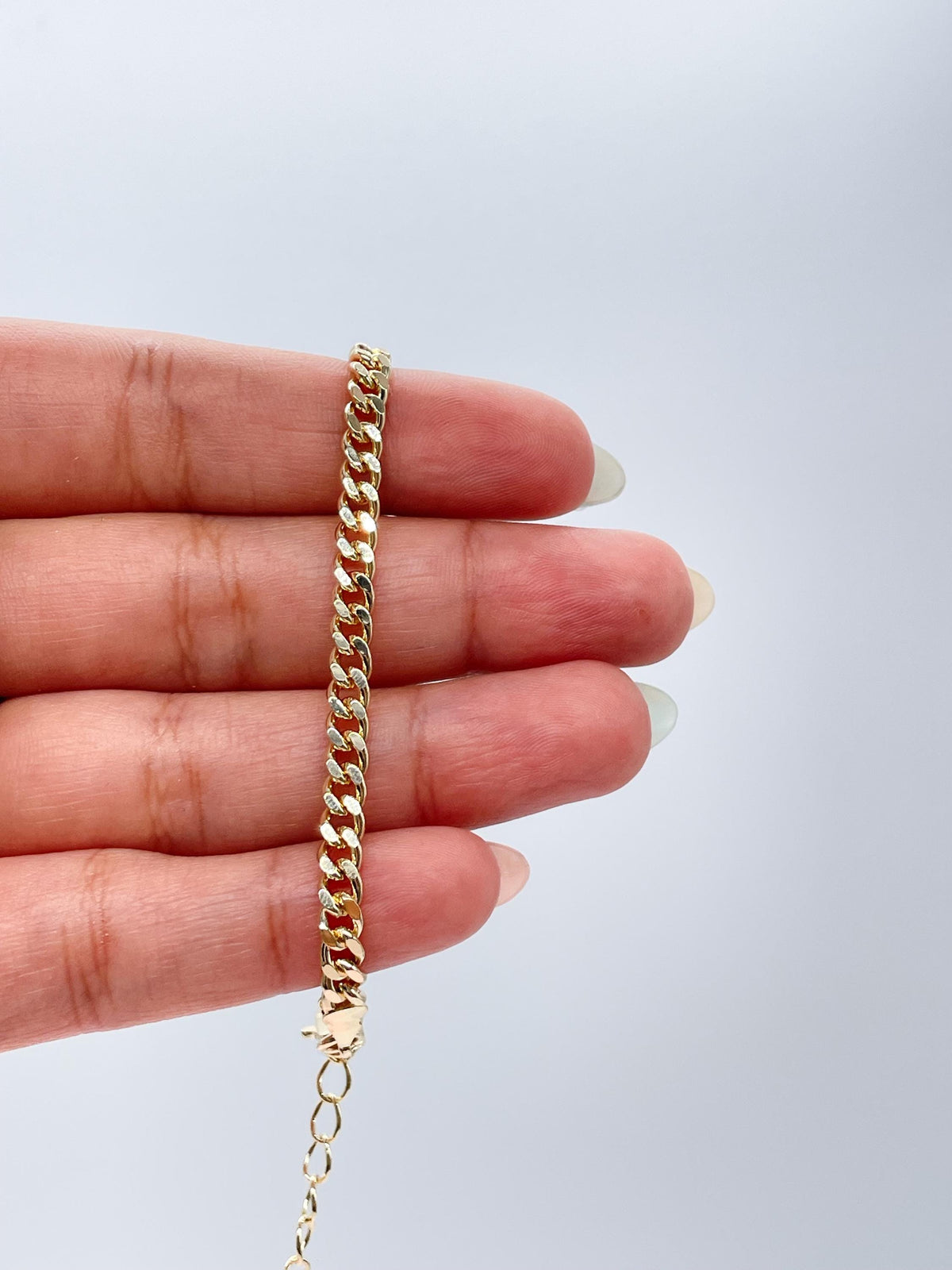 18k Gold Filled Cuban Link Bracelet: 4mm Curb Chain