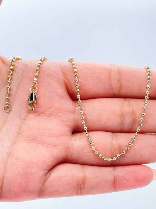 18k Gold Filled 2mm Ball Beaded Chain