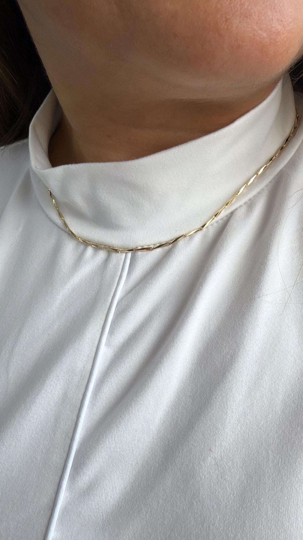 18k Gold Filled 1.5mm 18 Inch Thin Dainty Long Bar Spear Shaped Link Chain