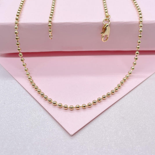 18k Gold Filled 2mm Ball Beaded Chain