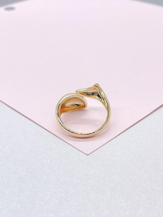 Adjustable 18k Gold Filled Smooth Plain Fish Ring