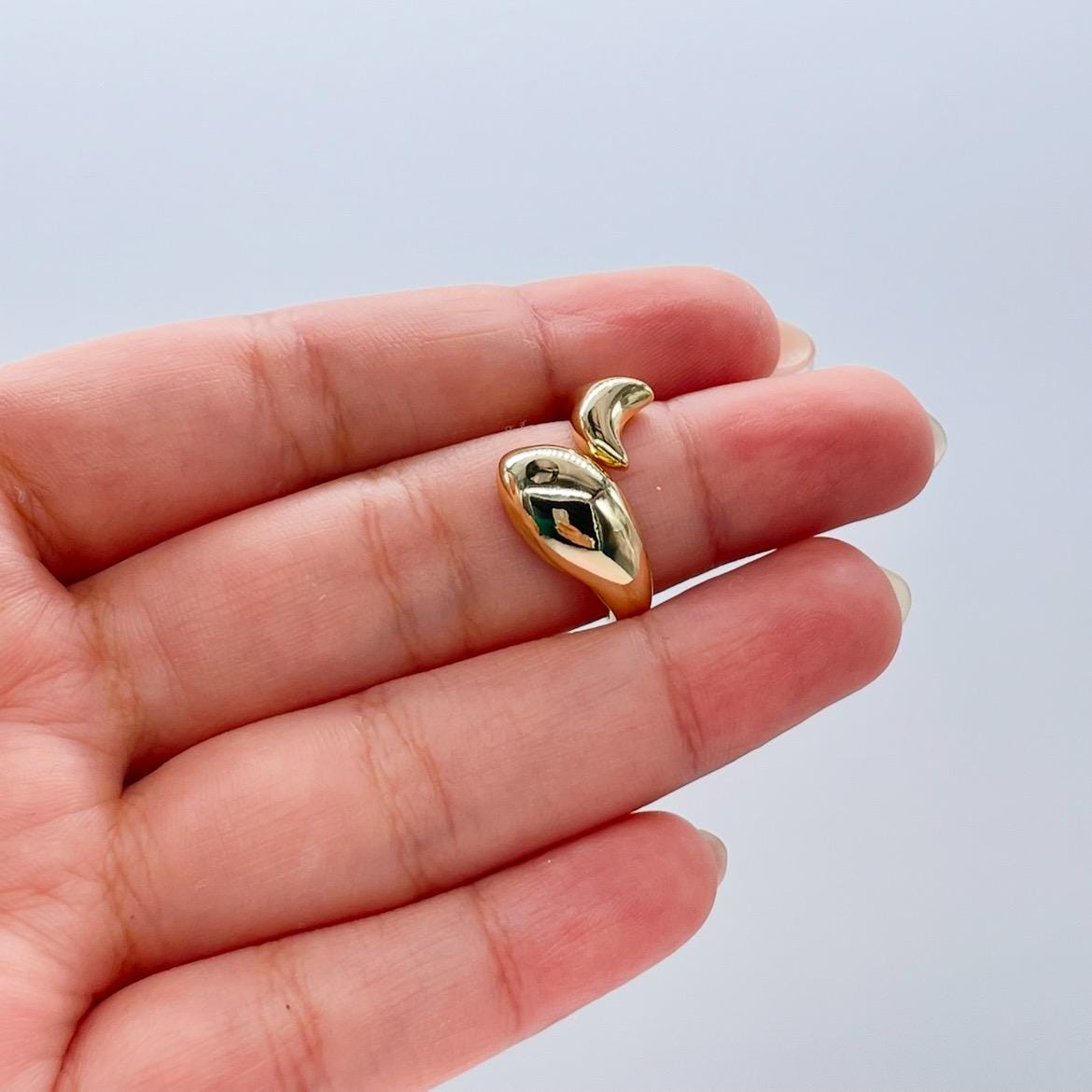Adjustable 18k Gold Filled Smooth Plain Fish Ring