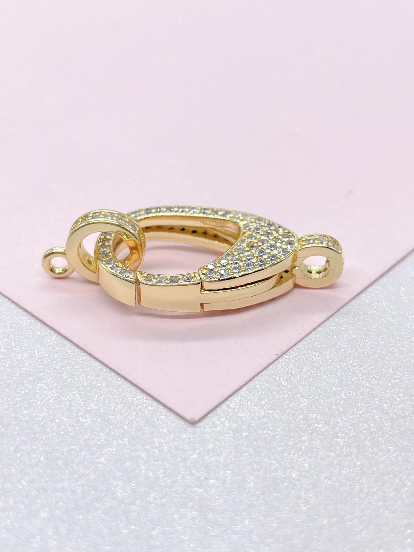 18k Gold Filled Lobster Claw Clasp With CZ and Bail Included