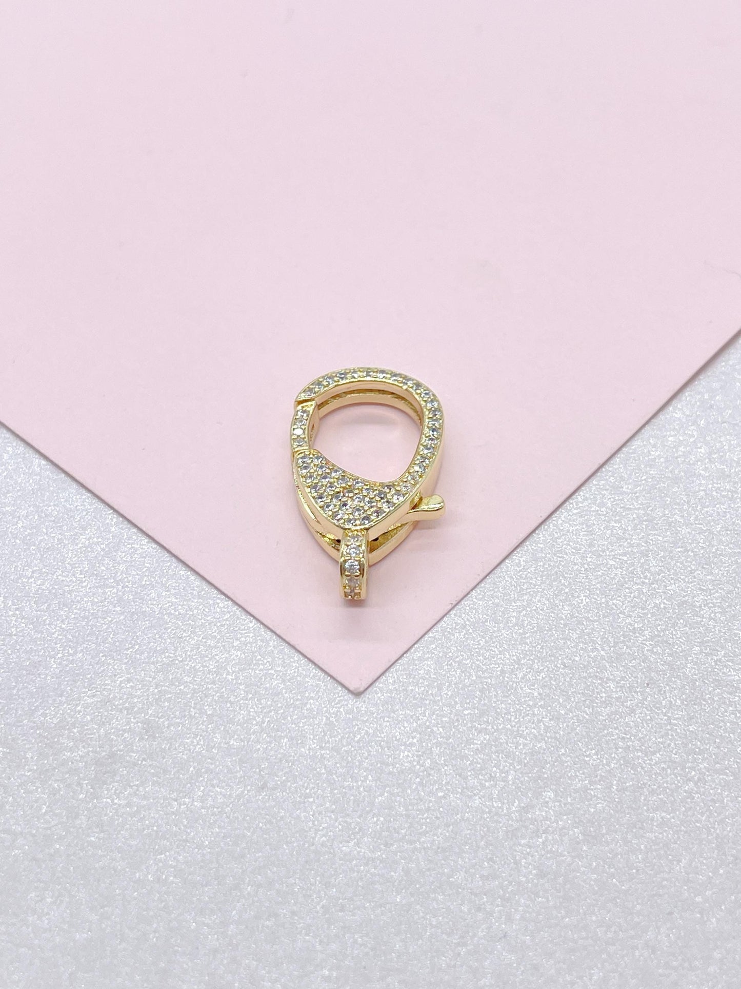 18k Gold Filled Lobster Claw Clasp With CZ and Bail Included