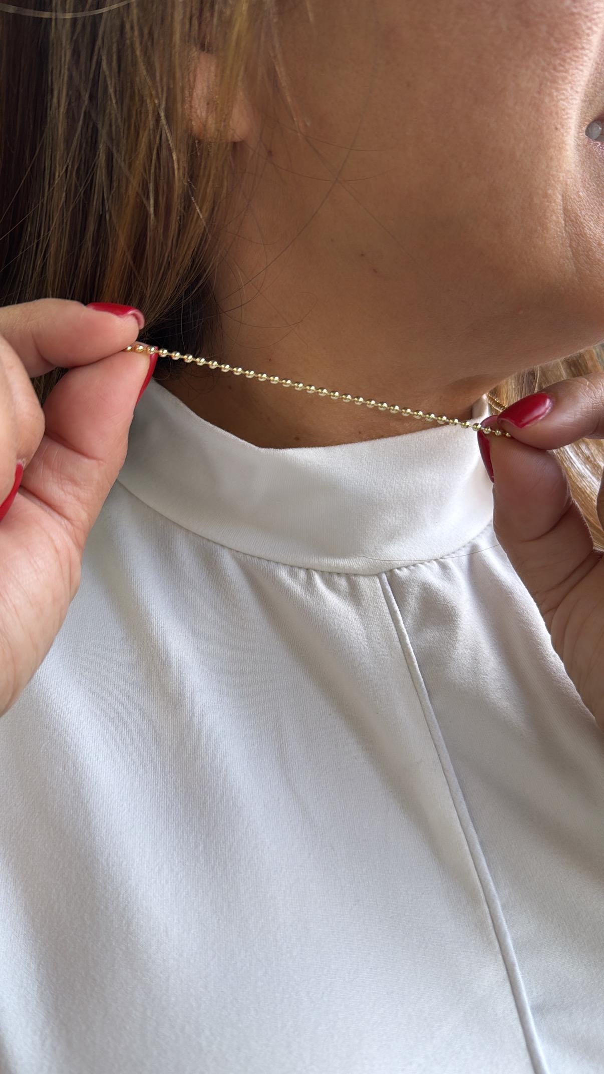 18k Gold Filled Thin Ball Beaded Chain 2 mm Thickness