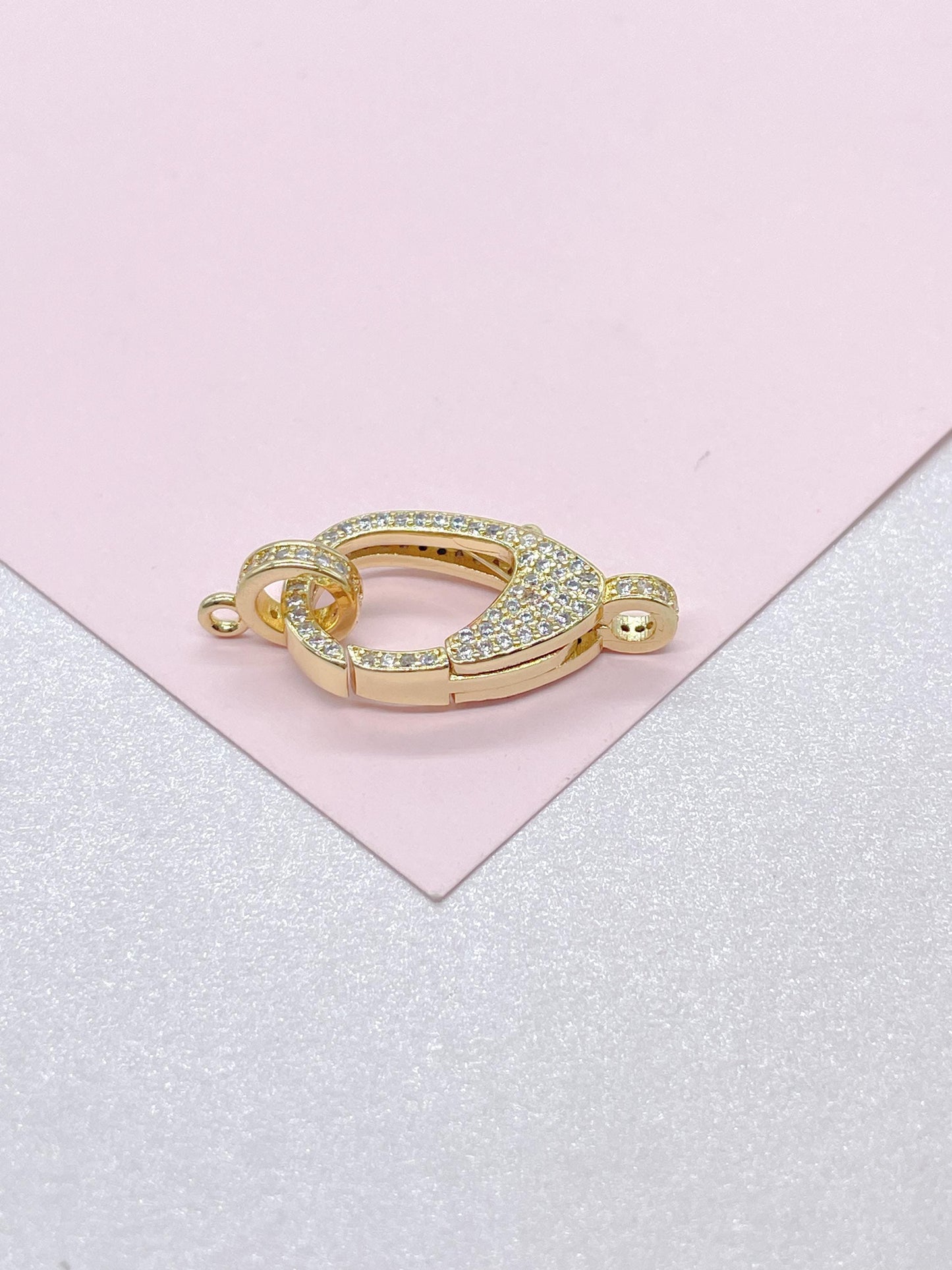 18k Gold Filled Lobster Claw Clasp With CZ and Bail Included