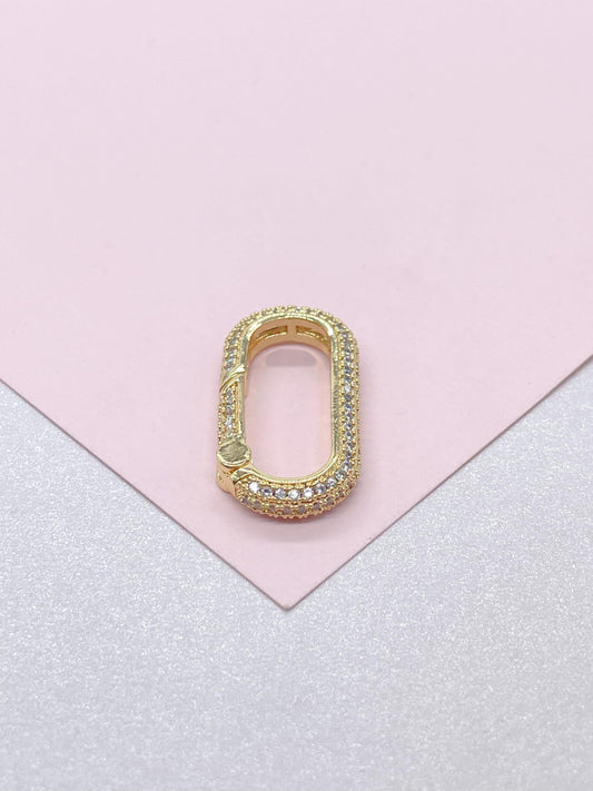 18k Gold Filled CZ Carabiner Clasp For Jewelry Making, Necklaces, bracelets, Supplies