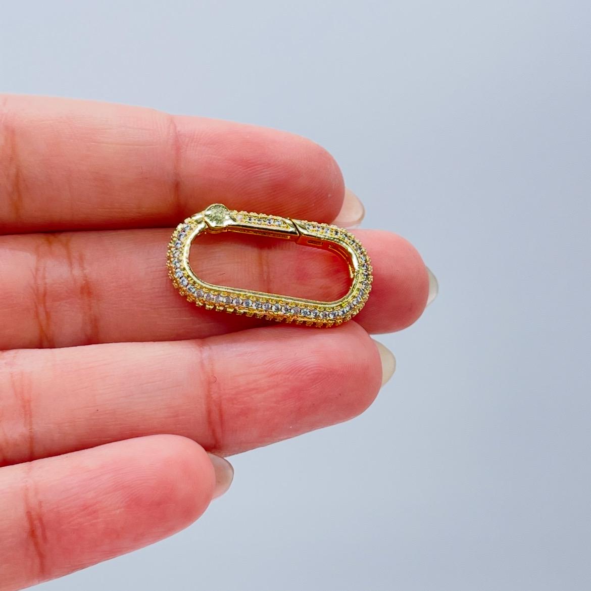 18k Gold Filled CZ Carabiner Clasp For Jewelry Making, Necklaces, bracelets, Supplies