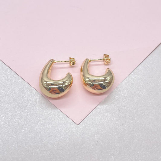 18k Gold Filled Open Tear Drop Hoop Earring