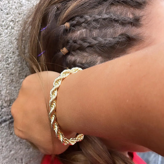 8k Gold Filled 7mm Thick Rope Chain Bracelet