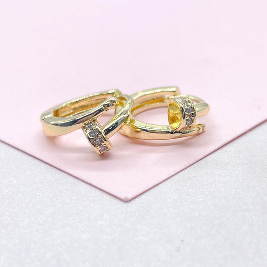 18k Gold Filled Small Screws Flat Square Hoop EarringsWholesale Jewelry Supplies