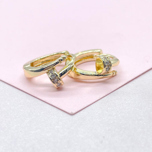 18k Gold Filled Small Screws Flat Square Hoop EarringsWholesale Jewelry Supplies