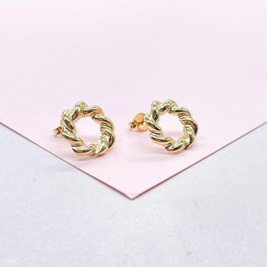 18k Gold Filled Smooth Twisted Halo Earrings