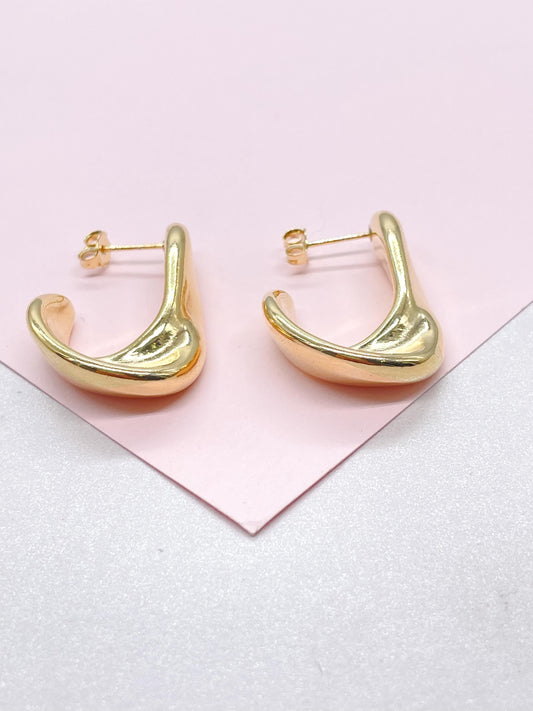 18k Gold Filled Smooth Semi Twist Hoop Earrings