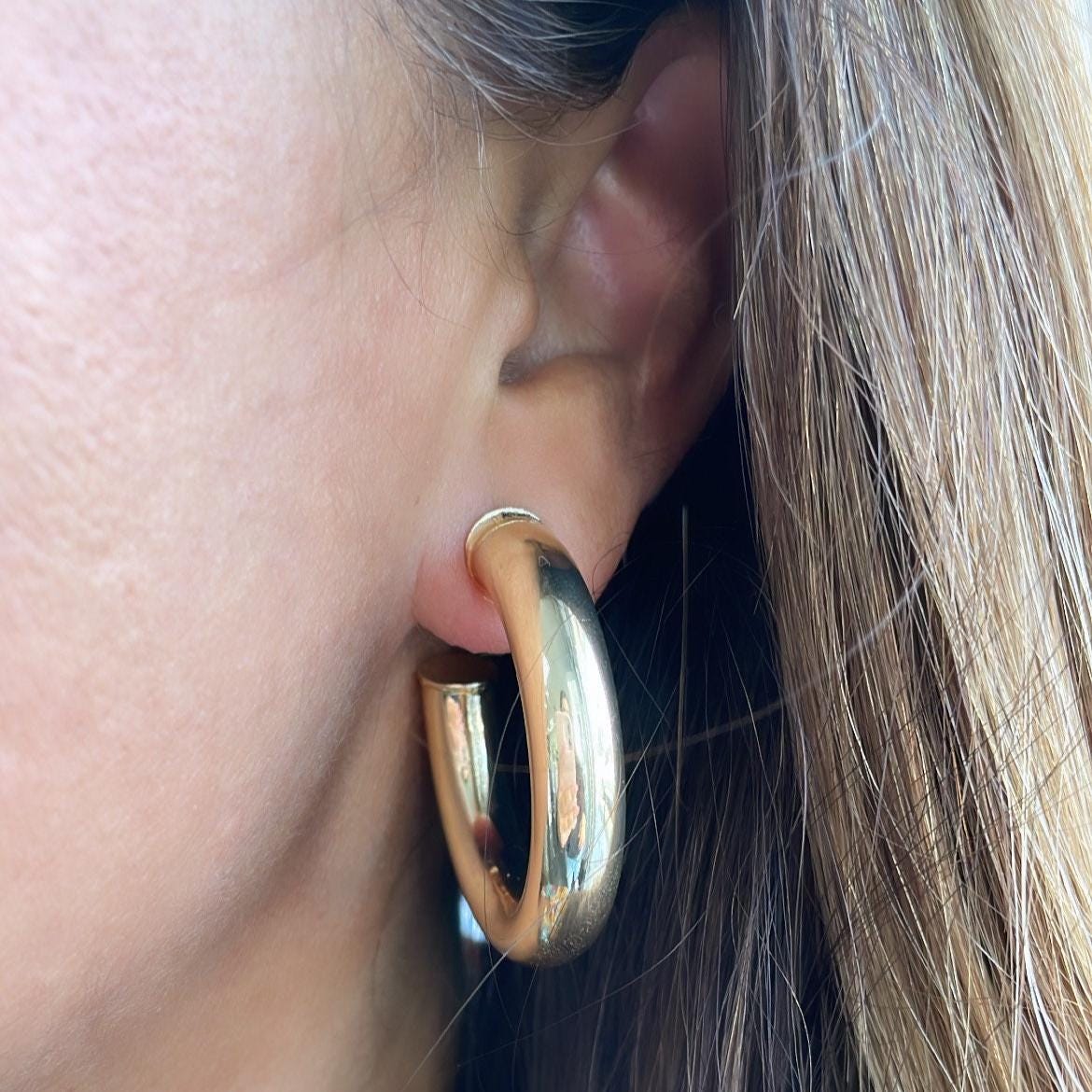 Thick 18k Gold Filled 7.5mm Smooth Open Hoops, Available in 2 Sizes