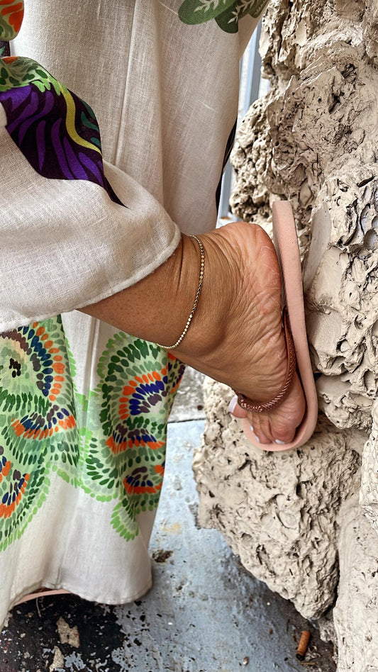 18k Gold Filled Flat Beaded Ankle Bracelet