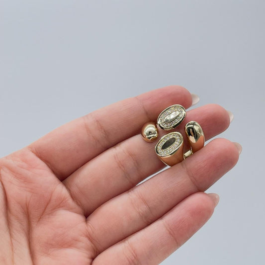 18k Gold-filled Adjustable 4-Way Wrap ring with CZ and Dome Pattern