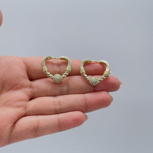 18k Gold Filled Triangle Hoop with Twisted and CZ Bead Ends