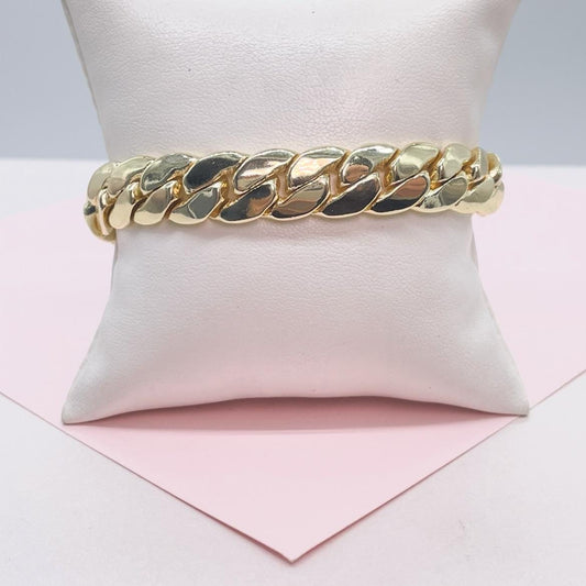 18k Gold Filled 12mm Thick Monaco Miami Cuban Link Bracelet for Women