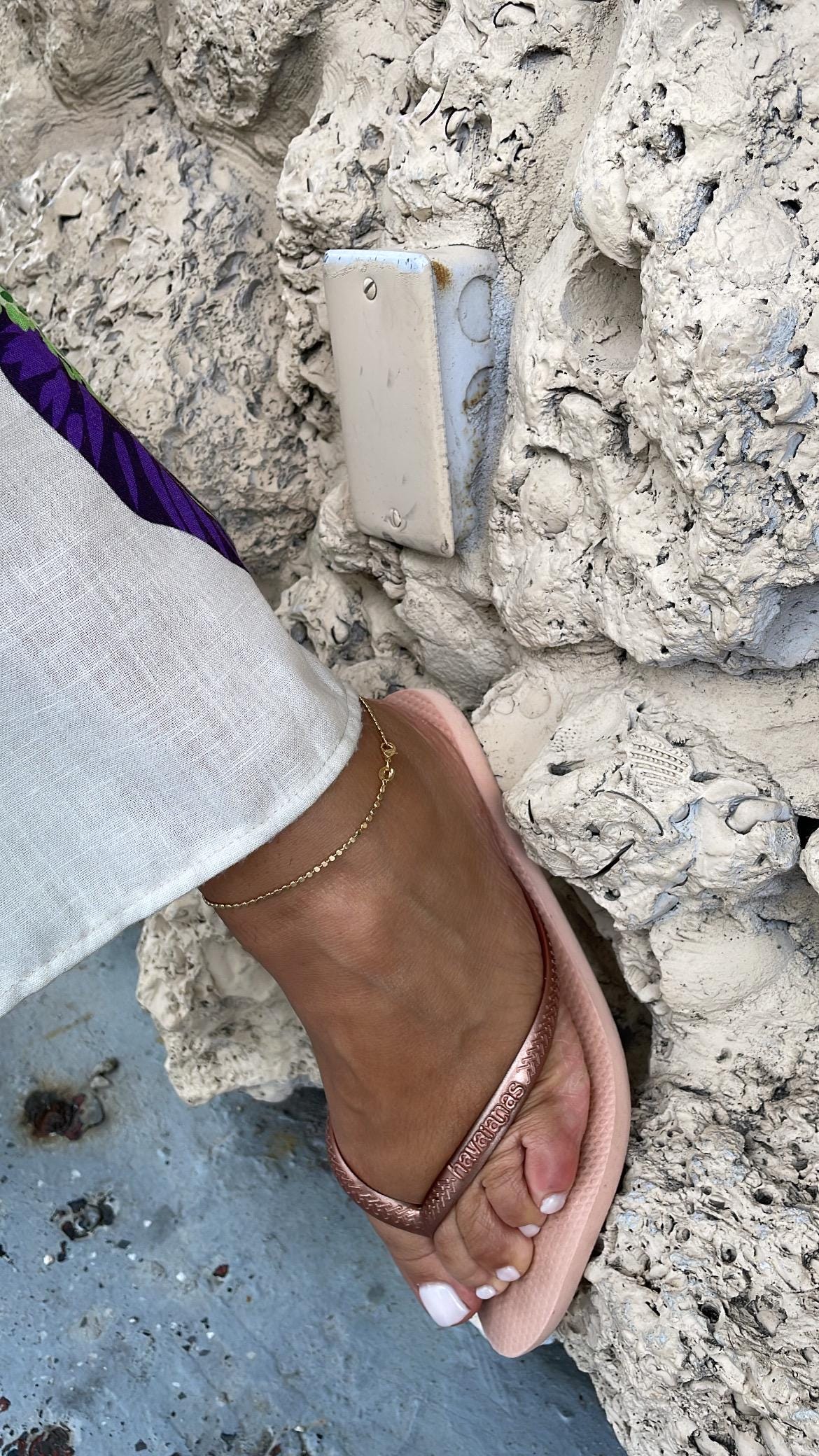 18k Gold Filled Flat Beaded Ankle Bracelet