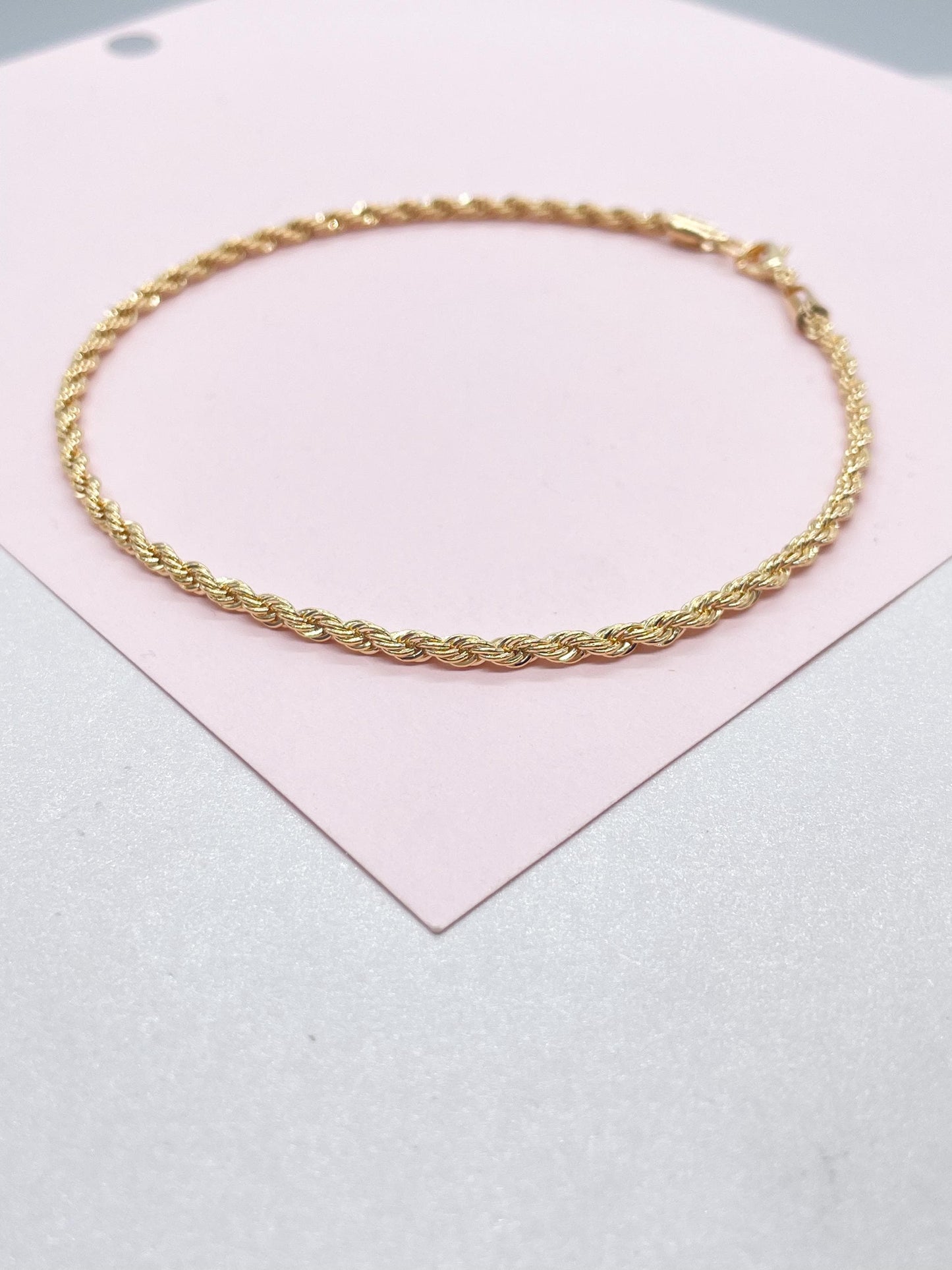 18k Gold Filled 3mm Rope Anklet Chain Design and Stylish Ankle Bracelet