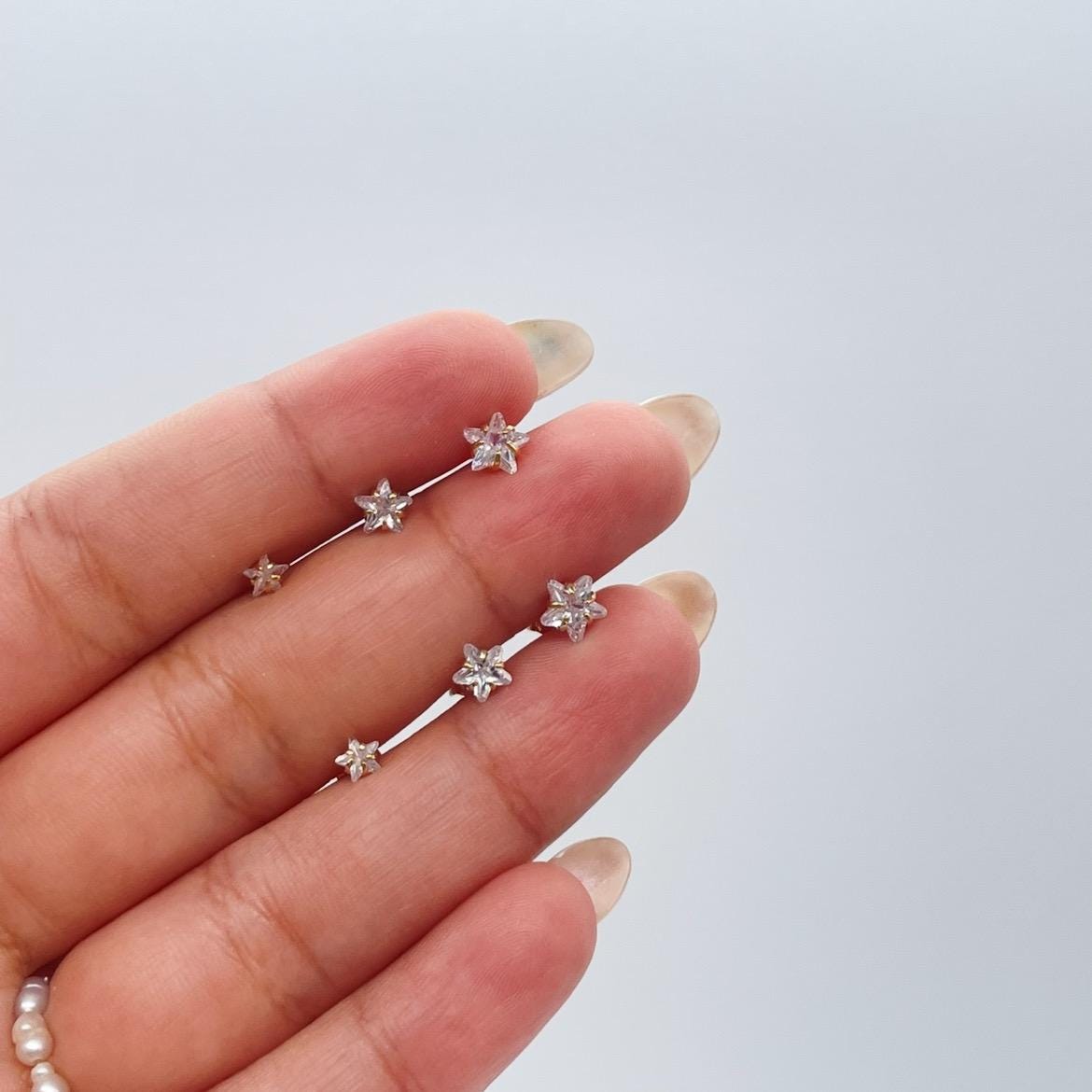 18k Gold Filled Plain CZ Star Shaped Studs, Available in 3 Sizes, Dainty Jewlery, For Her, Dainty Studs, Boy Studs, Birthday Present