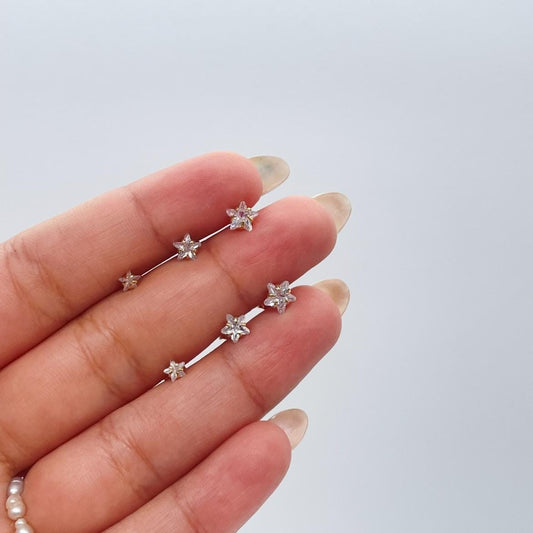 18k Gold Filled Plain CZ Star Shaped Studs, Available in 3 Sizes, Dainty Jewlery, For Her, Dainty Studs, Boy Studs, Birthday Present