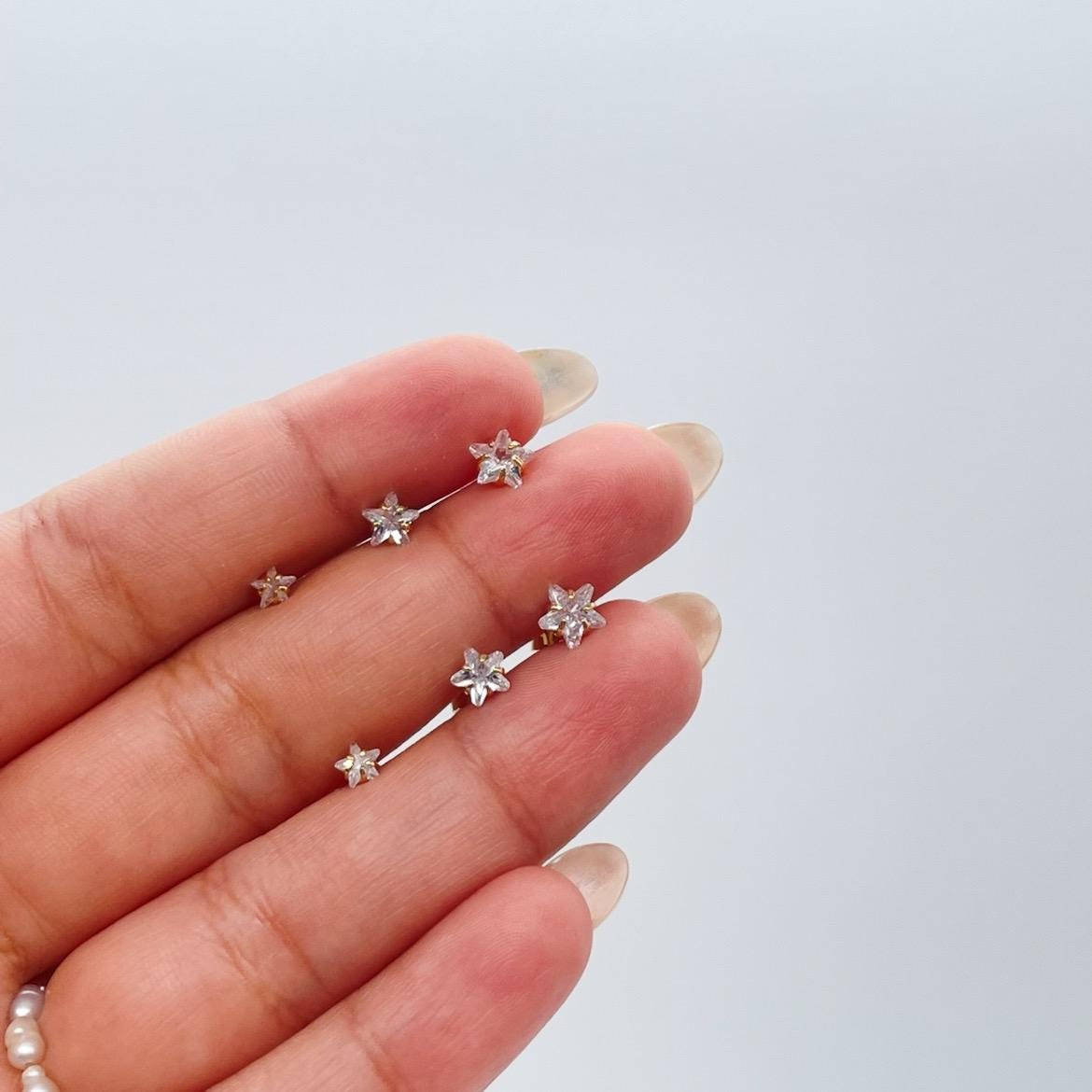 18k Gold Filled Plain CZ Star Shaped Studs, Available in 3 Sizes, Dainty Jewlery, For Her, Dainty Studs, Boy Studs, Birthday Present