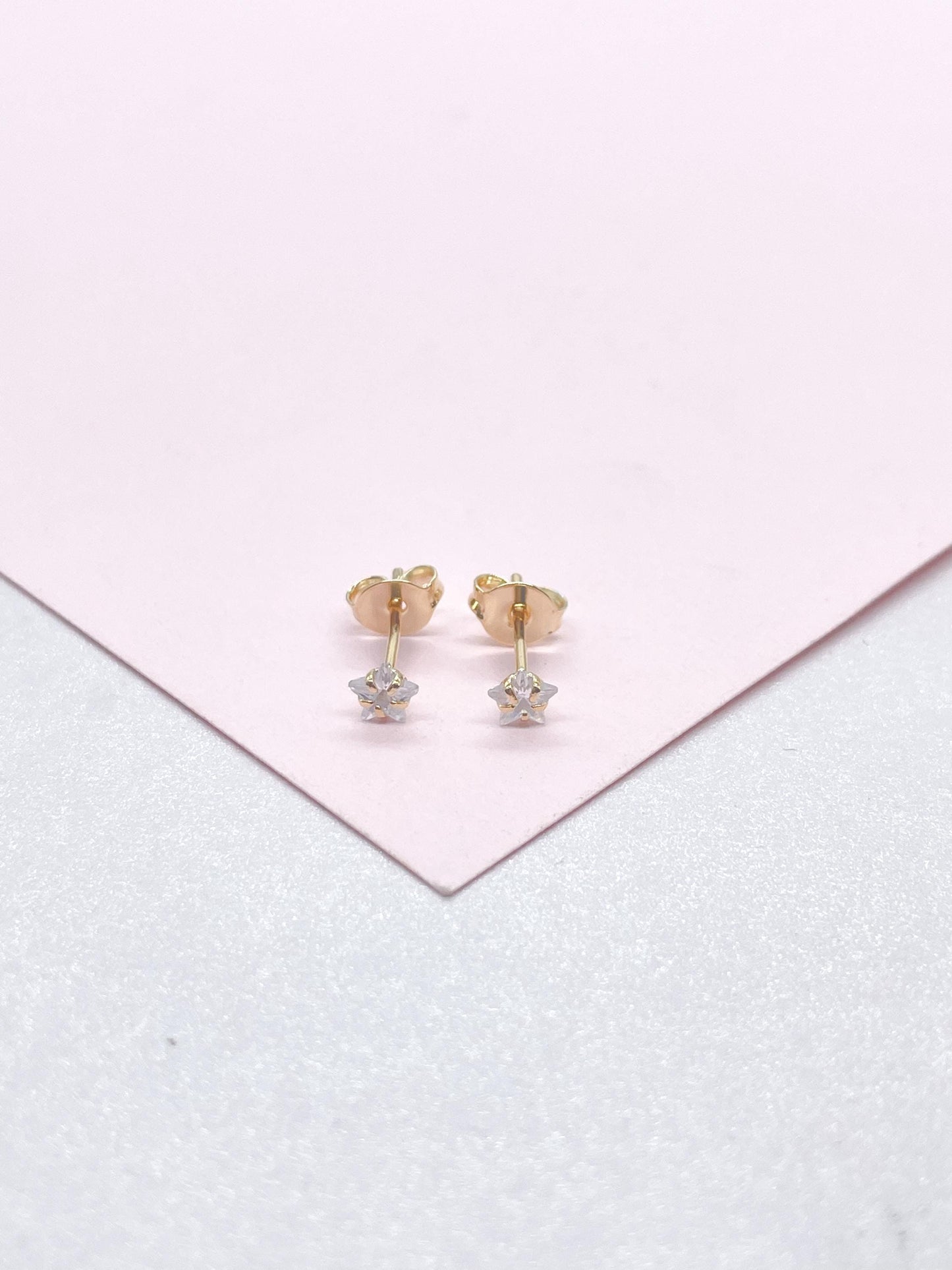 18k Gold Filled Plain CZ Star Shaped Studs, Available in 3 Sizes, Dainty Jewlery, For Her, Dainty Studs, Boy Studs, Birthday Present