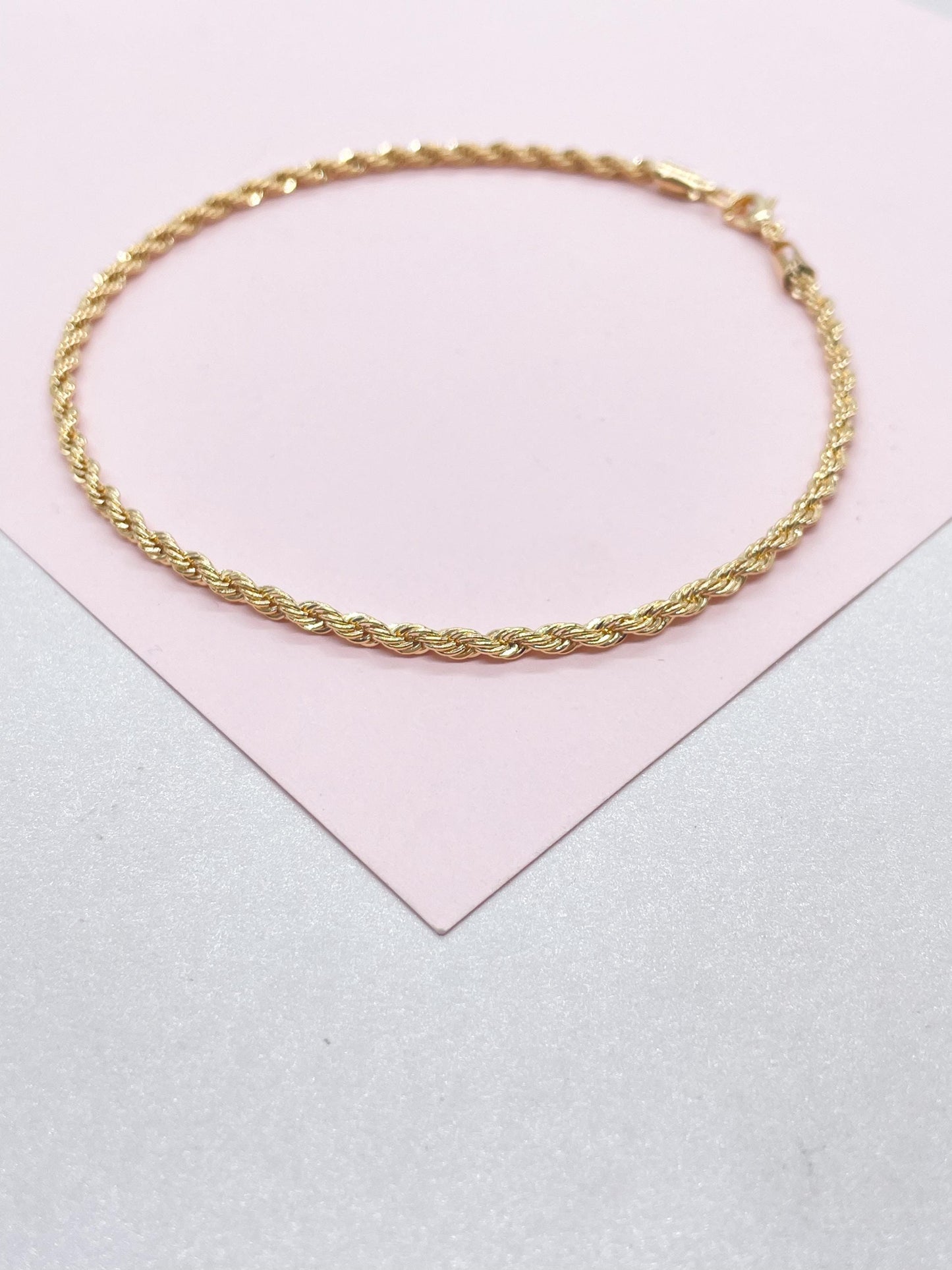 18k Gold Filled 3mm Rope Anklet Chain Design and Stylish Ankle Bracelet