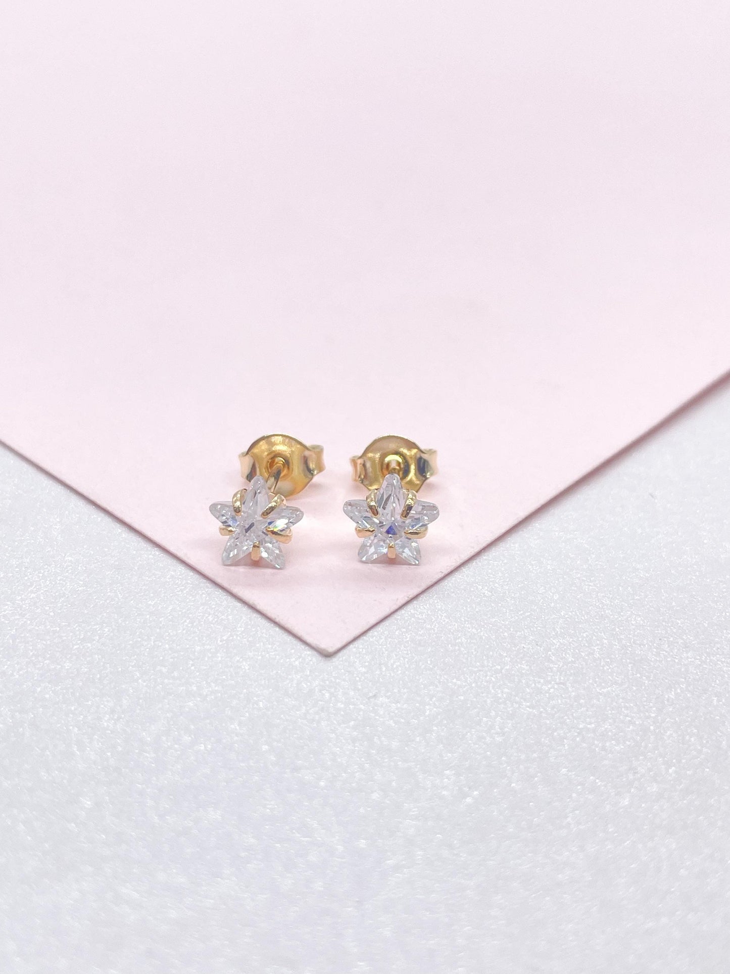 18k Gold Filled Plain CZ Star Shaped Studs, Available in 3 Sizes, Dainty Jewlery, For Her, Dainty Studs, Boy Studs, Birthday Present