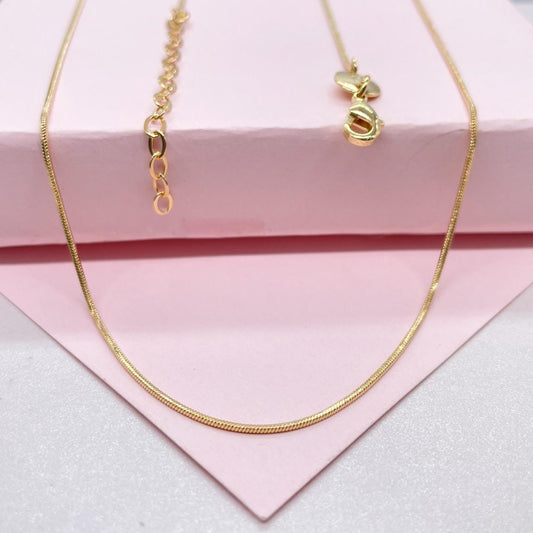 18k Gold Filled Smooth 1mm Herringbone Box Chain Fusion Necklace, Minimalist Jewlery, Dainty Chain, Statement Jewlery, Gift Idea