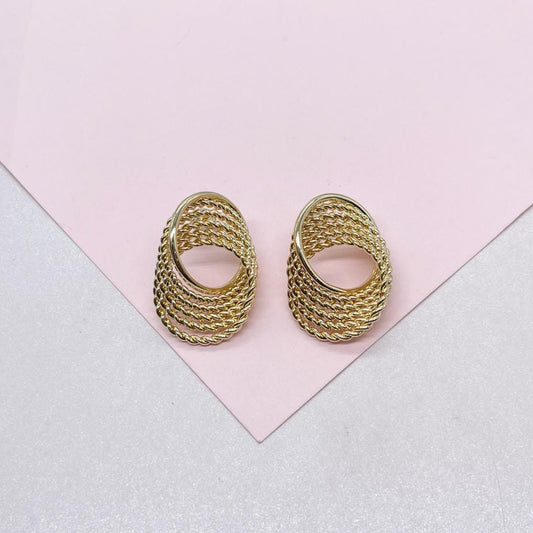 18k Gold Filled Wire Textured Earrings with Infinity Twist Design