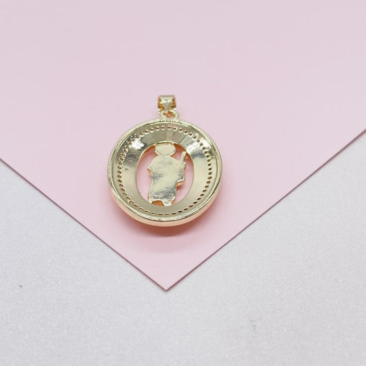 18k Colorful St Jude Medallion Pendant with Micro CZ Stones