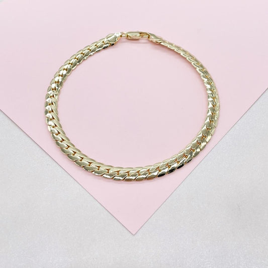 18k Gold Filled 6mm Flat Snake Like Anklet Dainty Jewelry and Jewelry Making Supplies