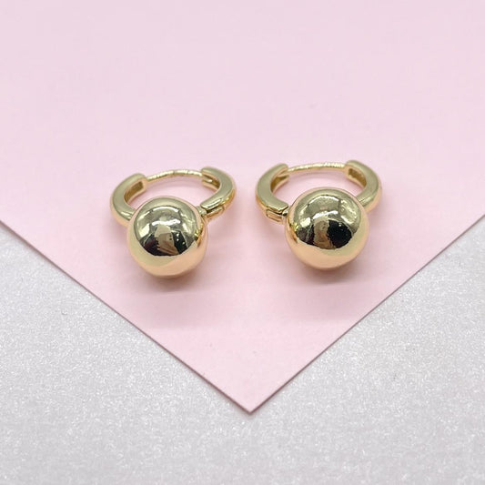 18k Gold Filled 15mm Huggie with Plain Ball Attached